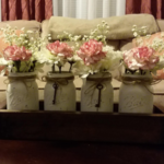 Painted Mason Jars Centerpiece, 4 Set