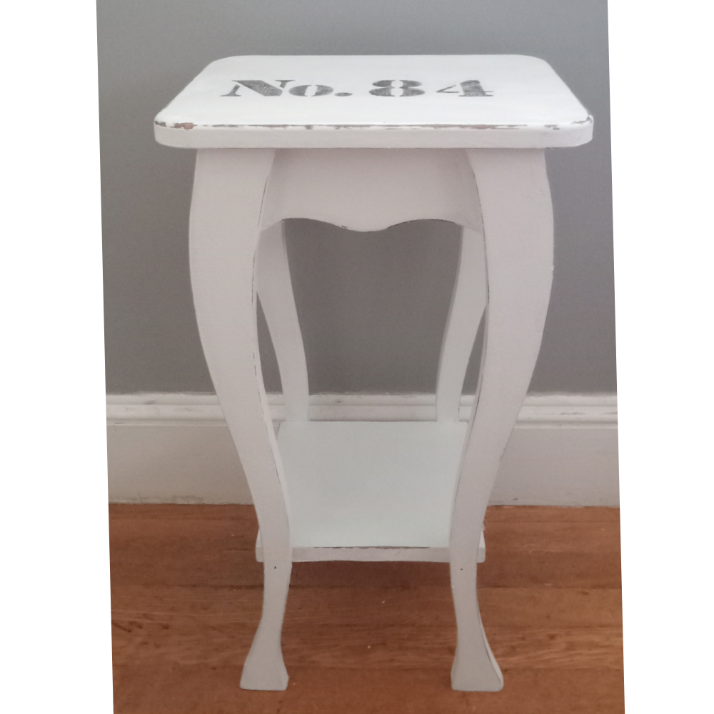 Distress White Farmhouse Side Table